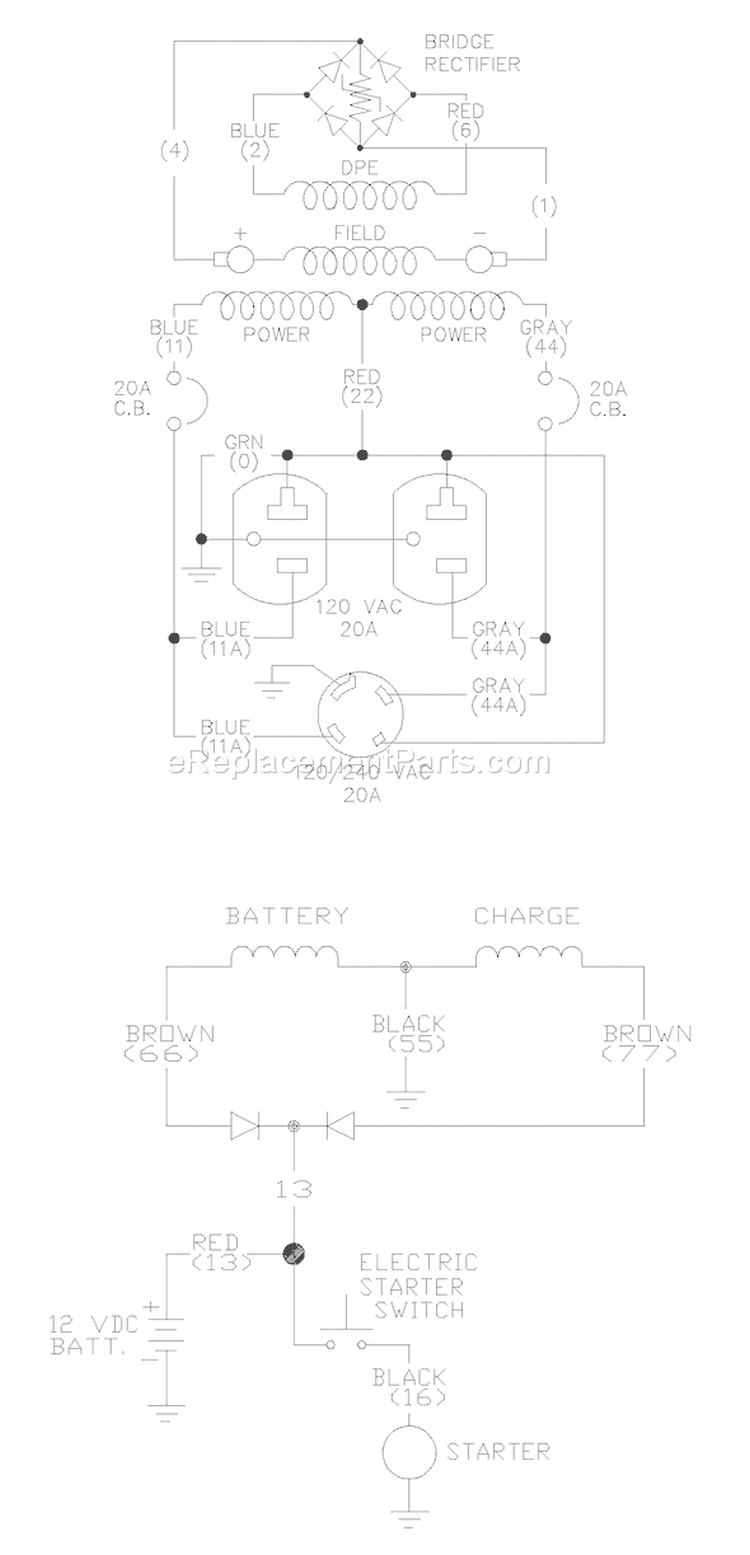 Page D Diagram and Parts List for 1150-1  Briggs and Stratton Generator